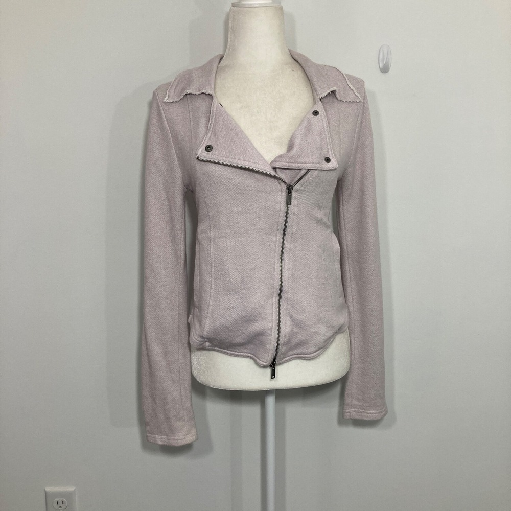 Anthropologie Saturday Sunday Women Jacket Small Purple Draped Moto Knit Sweate